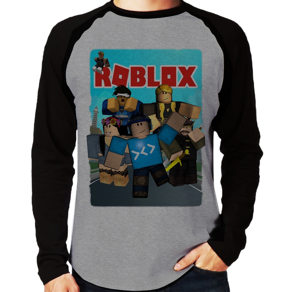 Roblox-suéter com gola redonda para crianças e adultos, jaqueta periférica,  camisa de fundo, manga comprida