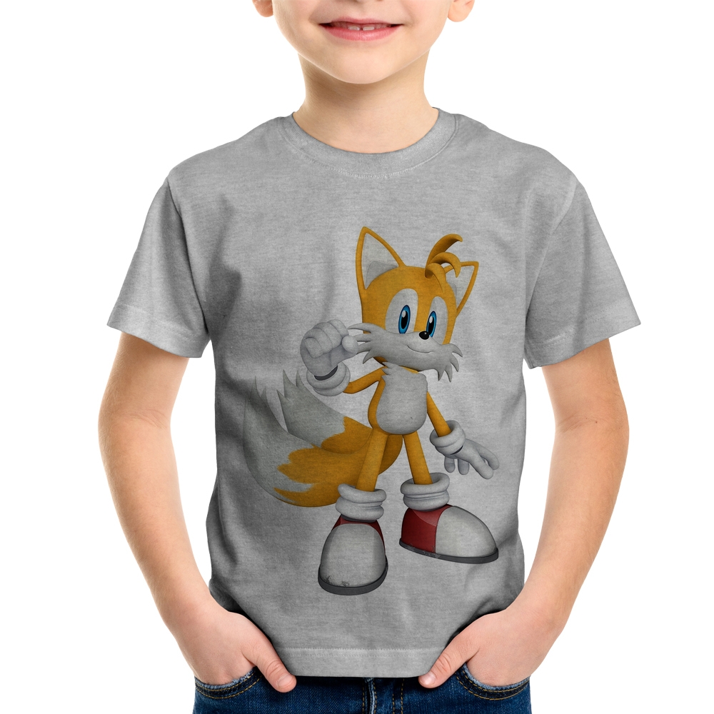 Camiseta Infantil jogo do Sonic Knuckles Tails Filme Sonic 2