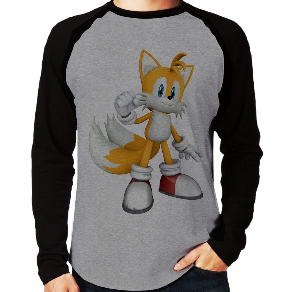 Camiseta Infantil Manga Longa Sonic Camiseta Personagens Sonic