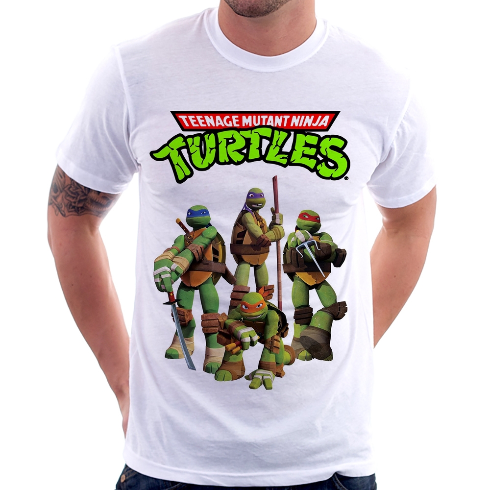 Camiseta Infantil Filme Tartarugas Ninja Leonardo Desenho