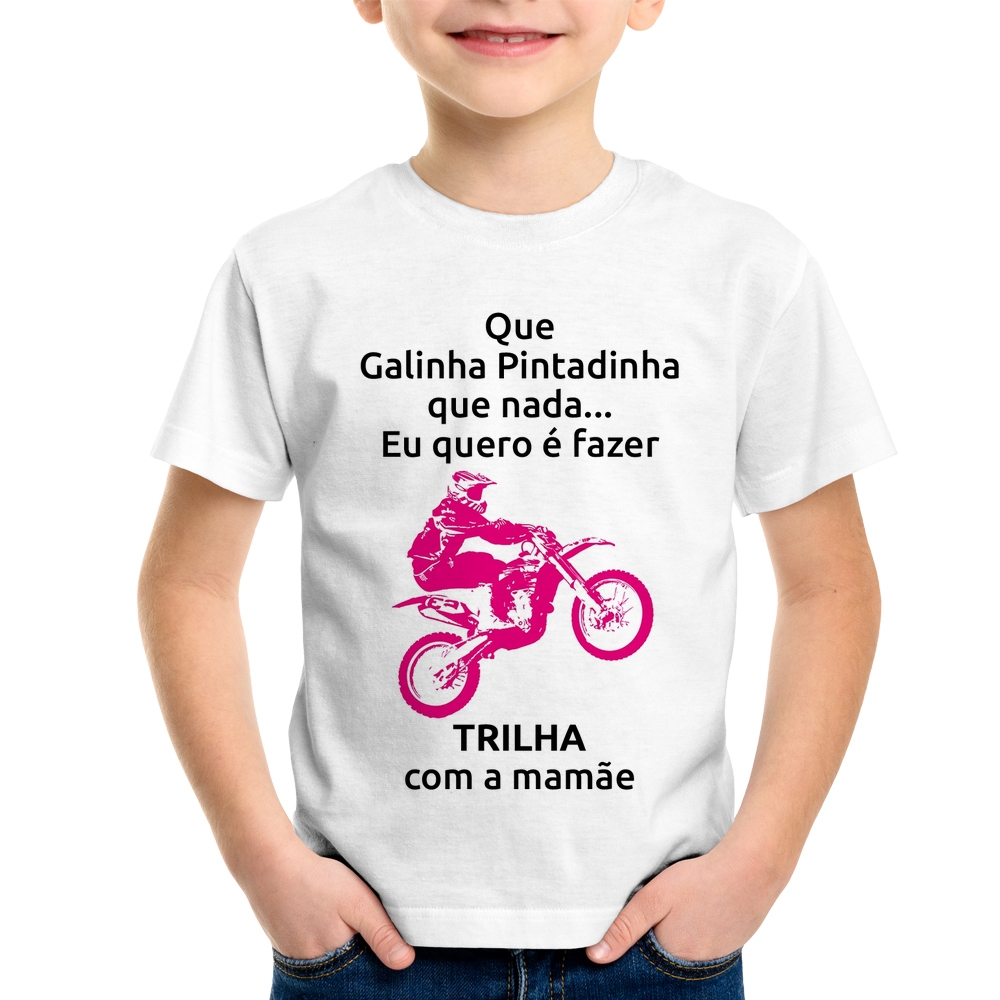 Camiseta Raglan Trilha com a mamãe (moto rosa)