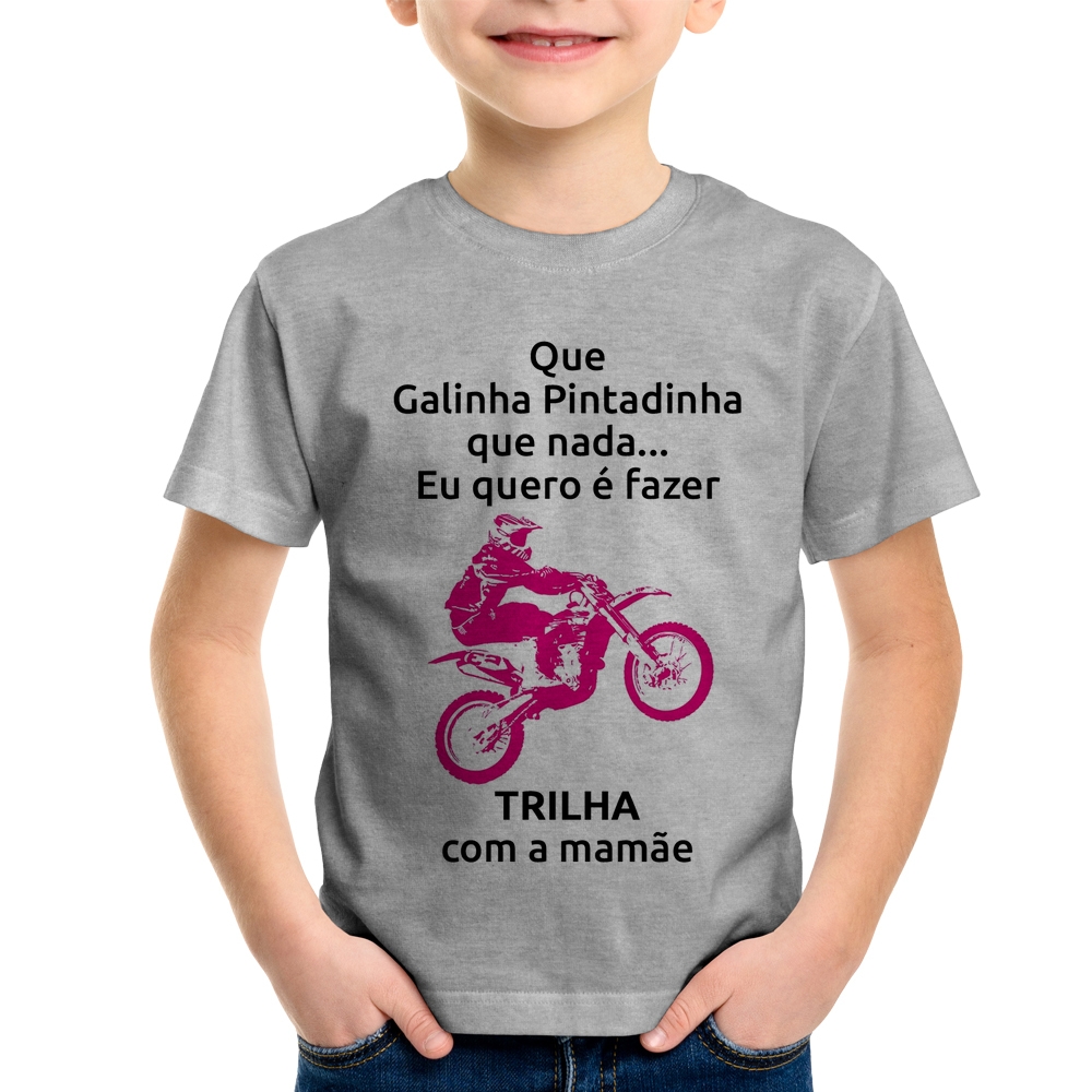 Camiseta Raglan Trilha com a mamãe (moto rosa)